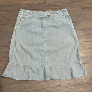 Anthropologie Louie corduroy skirt. Ruffle hem. Light blue. Size 6.  CUTE!
